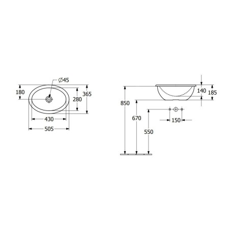 Villeroy & Boch Loop&Friends - Lavabo à encastrer, 505x365 mm, sans trop-plein, CeramicPlus, blanc alpin 4A6101R1