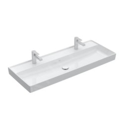 Villeroy & Boch Collaro - Meuble lavabo 1200x470 mm, sans trop-plein, 2 trous de robinetterie, CeramicPlus, Stone White 4A33C1RW