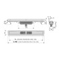 Alcadrain Douchegoten - Caniveau de douche Flexible Low 1150 mm, avec collier ajustable au mur, évacuation verticale, inox