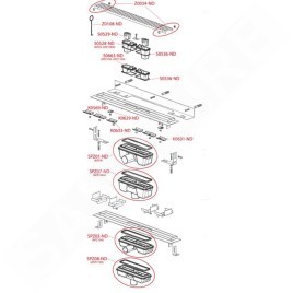 Alcadrain Douchegoten - Caniveau de douche Flexible Low 1150 mm, avec collier ajustable au mur, évacuation verticale, inox