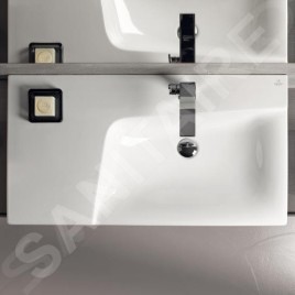 Geberit Xeno 2 - Lavabo 900x480 mm, avec 1 trou, sans trop-plein, avec plage de dépose à gauche, avec KeraTect, blanc
