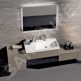Geberit Xeno 2 - Lavabo 900x480 mm, avec 1 trou, sans trop-plein, avec plage de dépose à gauche, avec KeraTect, blanc