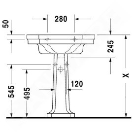 Duravit 1930 - Lavabo avec trop-plein, 700 mm x 500 mm, blanc- lavabo un trou 0438700000