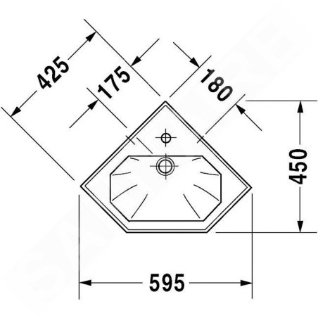 Duravit 1930 - Lave-mains d’angle, avec trop-plein, 595 x 450 mm, blanc 0793420000