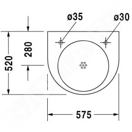 Duravit Architec - Lavabo PMR, 575x520 mm, sans trop-plein, blanc 0443580000