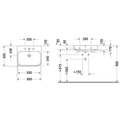 Duravit Happy D.2 - Lavabo 600x505 mm, avec un trou pour robinet, avec WonderGliss, blanc alpin 23186000001
