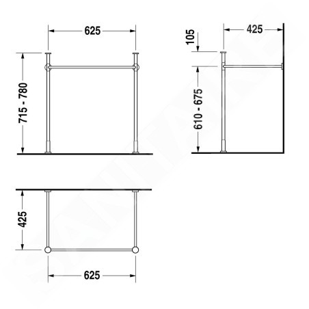 Duravit Vero - Console métallique pour lavabo, chromé - console pour lavabo Vero 045470 0030751000