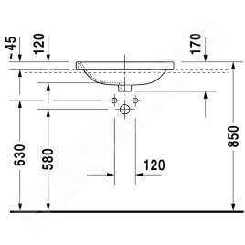 Duravit DuraStyle - Meuble-lavabo 560x455 mm, avec un trou pour robinetterie, blanc 0374560000