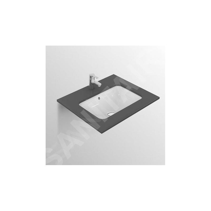Ideal Standard Connect - Lavabo pour installation sous plaque, 420x350 mm, avec déversoir, blanc E505601