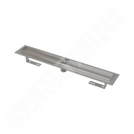 Alcadrain Douchegoten - Bac à douche 1050 mm, avec rebord pour grille perforée, sans bouchon anti-odeur, acier inoxydable