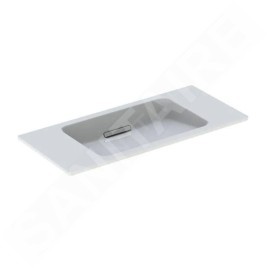 Geberit ONE - Lavabo 900x400x130 mm, sans trop-plein, sans trou pour robinetterie, sortie horizontale, KeraTect, blanc