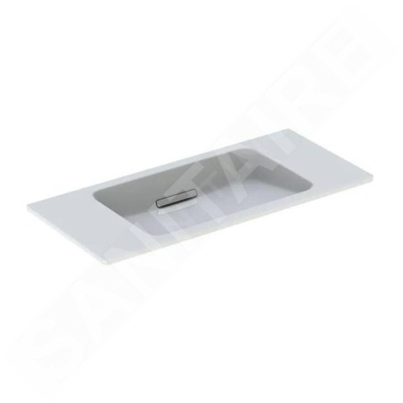 Geberit ONE - Lavabo 900x400x130 mm, sans trop-plein, sans trou pour robinetterie, sortie horizontale, KeraTect, blanc