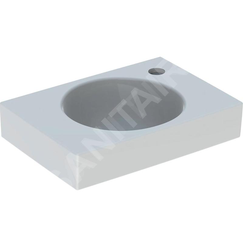 Geberit Preciosa II - Lave-mains 400x280x100 mm, trou pour robinetterie à droite, sans trop-plein, blanc 273240000