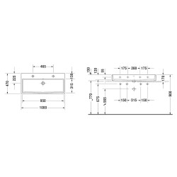 Duravit Vero Air - Meuble-lavabo double 1000x470 mm, avec trop-plein, avec trou pour robinetterie, WonderGliss, blanc