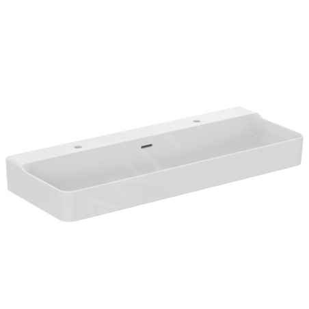 Ideal Standard Conca Ceram - Double-lavabo 1200x450 mm, avec trop-plein, trous pour robinet, blanc T380301