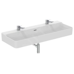 Ideal Standard Conca Ceram - Double-lavabo 1200x450 mm, avec trop-plein, trous pour robinet, blanc T380301