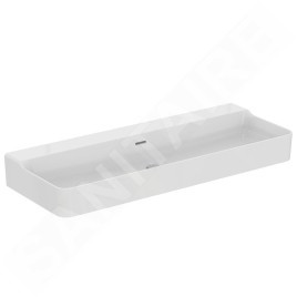 Ideal Standard Conca Ceram - Double-lavabo à poser 1200x450 mm, avec trop-plein, sans trou pour robinet, blanc T384101