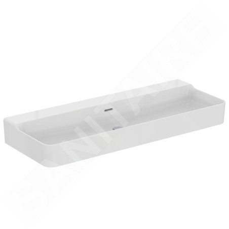 Ideal Standard Conca Ceram - Double-lavabo à poser 1200x450 mm, avec trop-plein, sans trou pour robinet, blanc T384101
