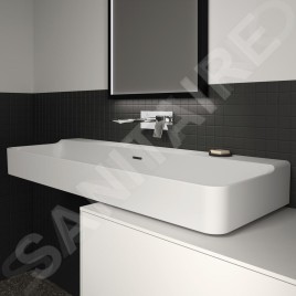 Ideal Standard Conca Ceram - Double-lavabo à poser 1200x450 mm, avec trop-plein, sans trou pour robinet, blanc T384101