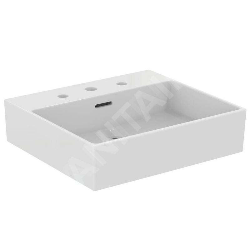 Ideal Standard Extra - Lavabo à poser 500x450 mm, avec trop-plein, 3 trous pour robinet, blanc T388501 Ideal Standard Extra - Lavabo à poser 500x450 mm, avec trop-plein, 3 trous pour robinet, blanc T388501