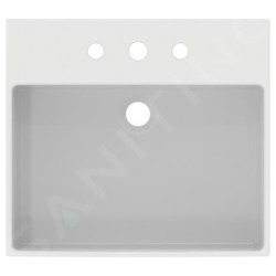 Ideal Standard Extra - Lavabo à poser 500x450 mm, avec trop-plein, 3 trous pour robinet, blanc T388501