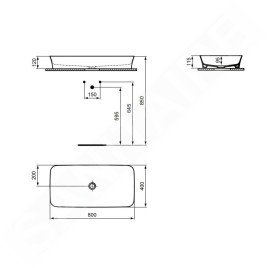 Ideal Standard Ipalyss - Vasque, 800x400 mm, sans trop-plein, Ideal Plus, blanc E1391MA