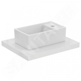 Ideal Standard Tempo - Lave-mains, 370x210 mm, sans trop-plein, 1 trou de robinetterie à droite, blanc E210901