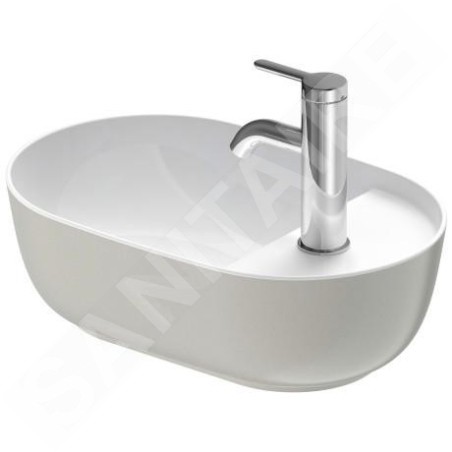 Duravit Luv - Lave-mains à poser, 420x270 mm, sans trop-plein, avec trou pour robinetterie, blanc / gris satin mat 0381422300