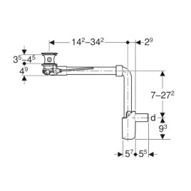 Geberit Accessoires - Siphon gain de place,  pour les lavabos avec trop-plein, bonde avec tirette, chrome 152.072.21.1