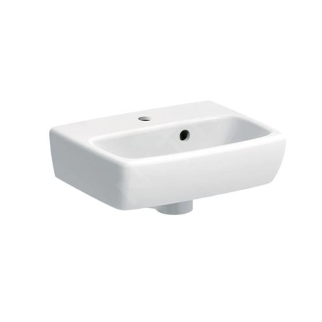 Geberit Selnova Square - Lave-mains 360x280 mm, avec un trou de robinetterie, avec trop-plein asymétrique, blanc 500.316.01.7
