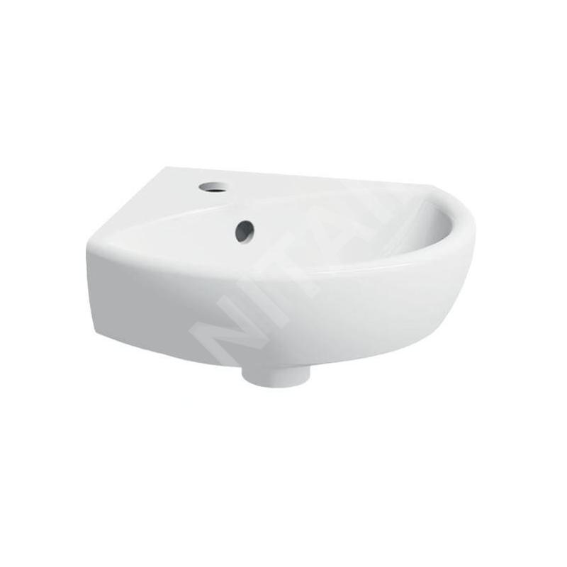 Geberit Selnova - Lave-main d’angle 414x412 mm avec un trou pour mitigeur, blanc 500.326.01.5