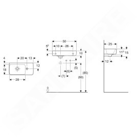 Geberit Selnova - Lave-mains 500x250 mm, avec un trou de robinetterie à droite, avec trop-plein, blanc 501.513.00.7