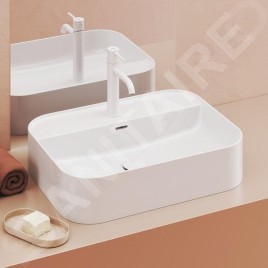 Ravak Ceramic - Vasque à poser sur plan, 55x40 mm, avec trop-plein, un trou pour robinetterie, blanc XJX01155005