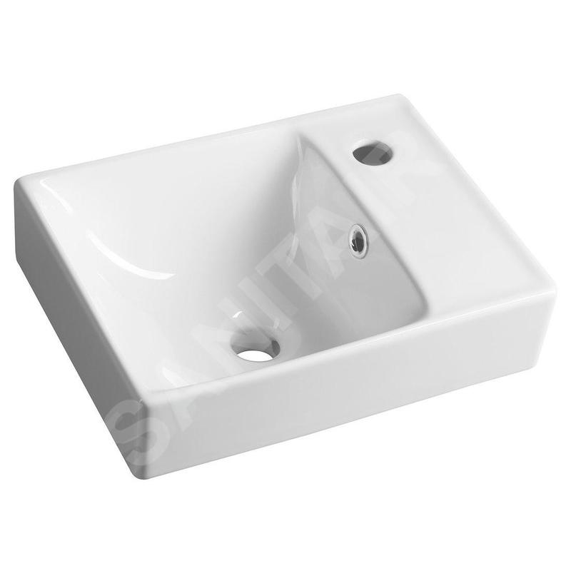 Sapho Nuali - Lave-mains, 40x30 cm, avec trop-plein, trou pour robinetterie , blanc TU0128