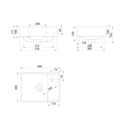 Sapho Nuali - Lave-mains, 40x30 cm, avec trop-plein, trou pour robinetterie , blanc TU0128