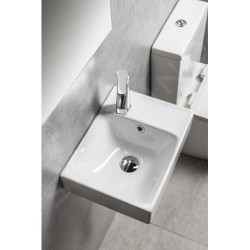 Sapho Nuali - Lave-mains, 40x30 cm, avec trop-plein, trou pour robinetterie , blanc TU0128