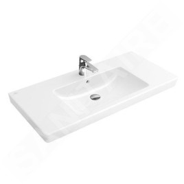 Villeroy & Boch Subway 2.0 - Meuble lavabo 1000x470 mm, avec trop-plein, trou de robinetterie, blanc alpin 7175A001