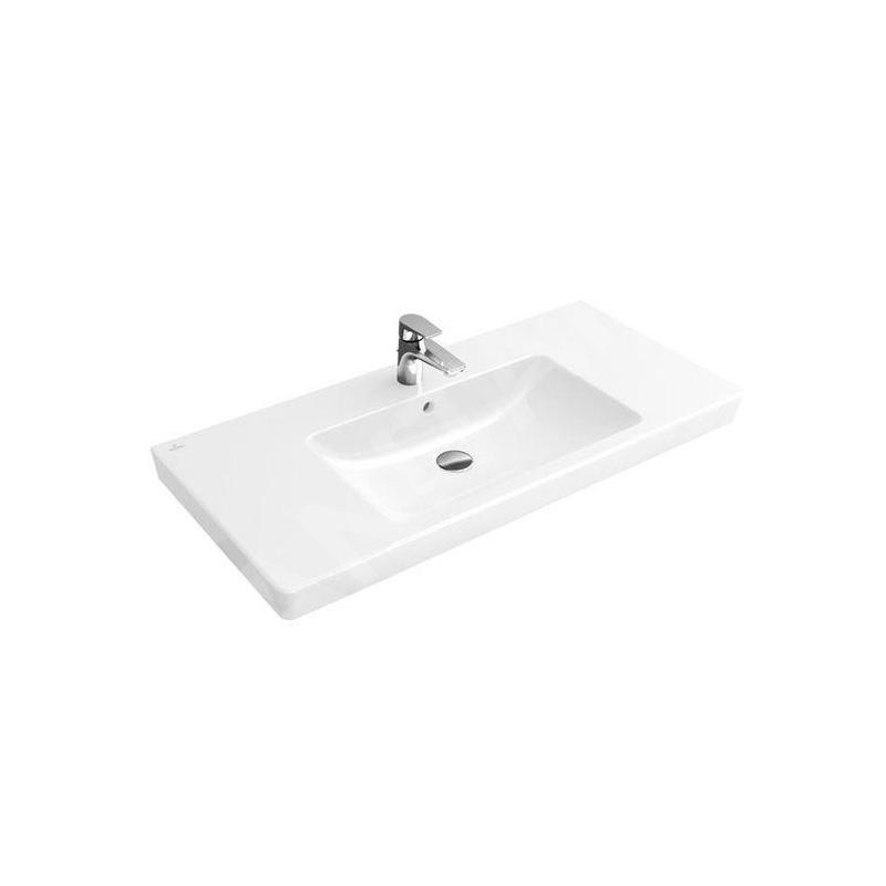Villeroy & Boch Subway 2.0 - Meuble lavabo 1000x470 mm, avec trop-plein, trou de robinetterie, CeramicPlus, blanc alpin 7175A0R1