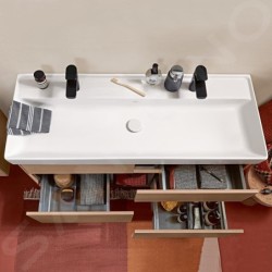 Villeroy & Boch Collaro - Meuble lavabo 1200x470 mm, sans trop-plein, 2 trous de robinetterie, blanc alpin 4A33C101