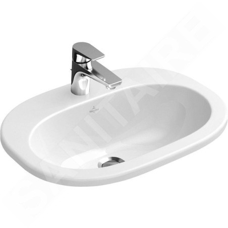 Villeroy & Boch O.novo - Vasque encastrée 560x405 mm, sans trop-plein, avec trou de robinetterie, CeramicPlus, blanc alpin