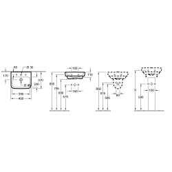 Villeroy & Boch O.novo - Lave-mains 450x370 mm, avec trop-plein, avec trou de robinetterie, blanc alpin 43444501