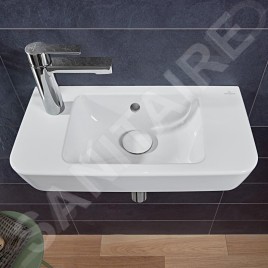 Villeroy & Boch O.novo - Lave-mains Compact 500x250 mm, avec trop-plein, avec 1 trou de robinetterie à gauche, CeramicPlus,