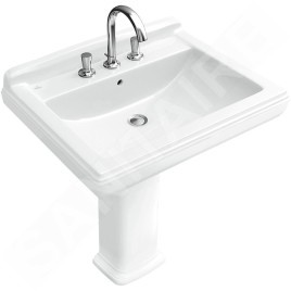 Villeroy & Boch Hommage - Lavabo avec trop-plein, 750 mm x 580 mm, avec Ceramicplus, blanc - lavabo trois trous 7101A1R1