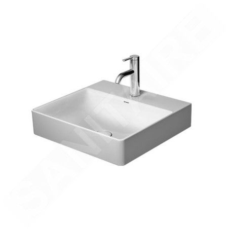 Duravit DuraSquare - Meuble-lavabo 500x470 mm, avec un trou pour robinet, DuraCeram, avec Wonder-Gliss, blanc alpin 23535000711