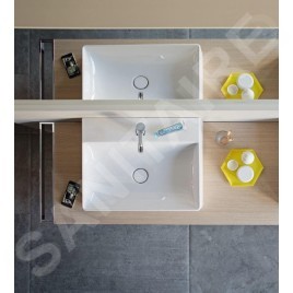 Duravit DuraSquare - Meuble-lavabo 500x470 mm, avec un trou pour robinet, DuraCeram, avec Wonder-Gliss, blanc alpin 23535000711