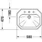 Duravit 1930 - Lavabo avec trop-plein, 580 mm x 470 mm, blanc - lavabo un trou, avec WonderGliss 04765800001 Duravit 1930 - Lavabo avec trop-plein, 580 mm x 470 mm, blanc - lavabo un trou, avec WonderGliss 04765800001