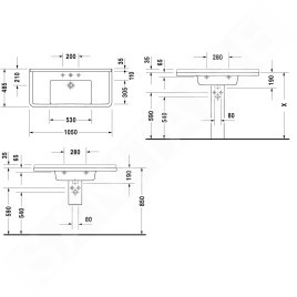 Duravit Starck 3 - Lavabo pour meuble 1050x485 mm, avec 1 trou, avec WonderGliss, blanc alpin 03041000001