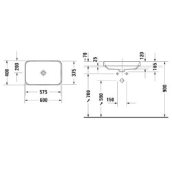 Duravit Happy D.2 Plus - Vasque 600x400 mm, avec WonderGliss, blanc alpin 23596000001
