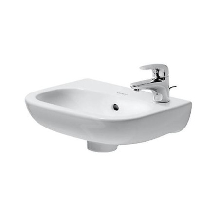 Duravit D-Code - Lave-mains 360x270 mm, avec 1 trou à droite, blanc alpin 07053600082