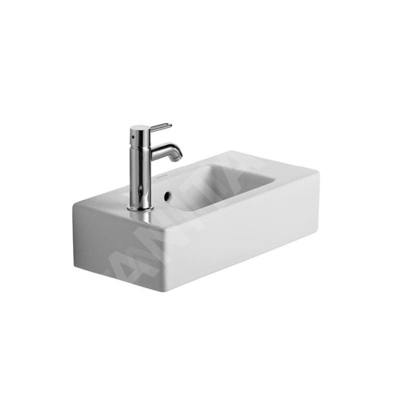 Duravit Vero - Lave-mains 500x250 mm, un trou pour robinetterie à gauche, avec WonderGliss, blanc alpin 07035000091